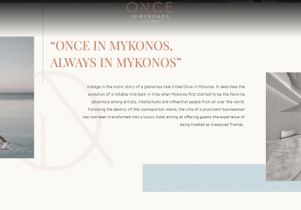 Once in Mykonos Luxury Resort: Luxury comes Live with its website