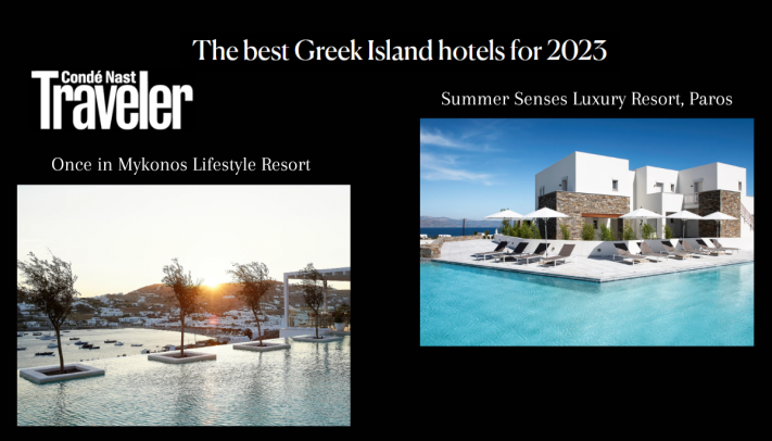 Summer Senses in Paros & Once in Mykonos are featured in Condé Nast Traveler